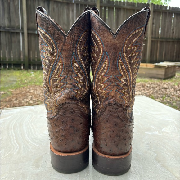 Men’s Ariat Gallup  Western Boots color Mocha Full Quill Ostrich Size 13D - Picture 3 of 16